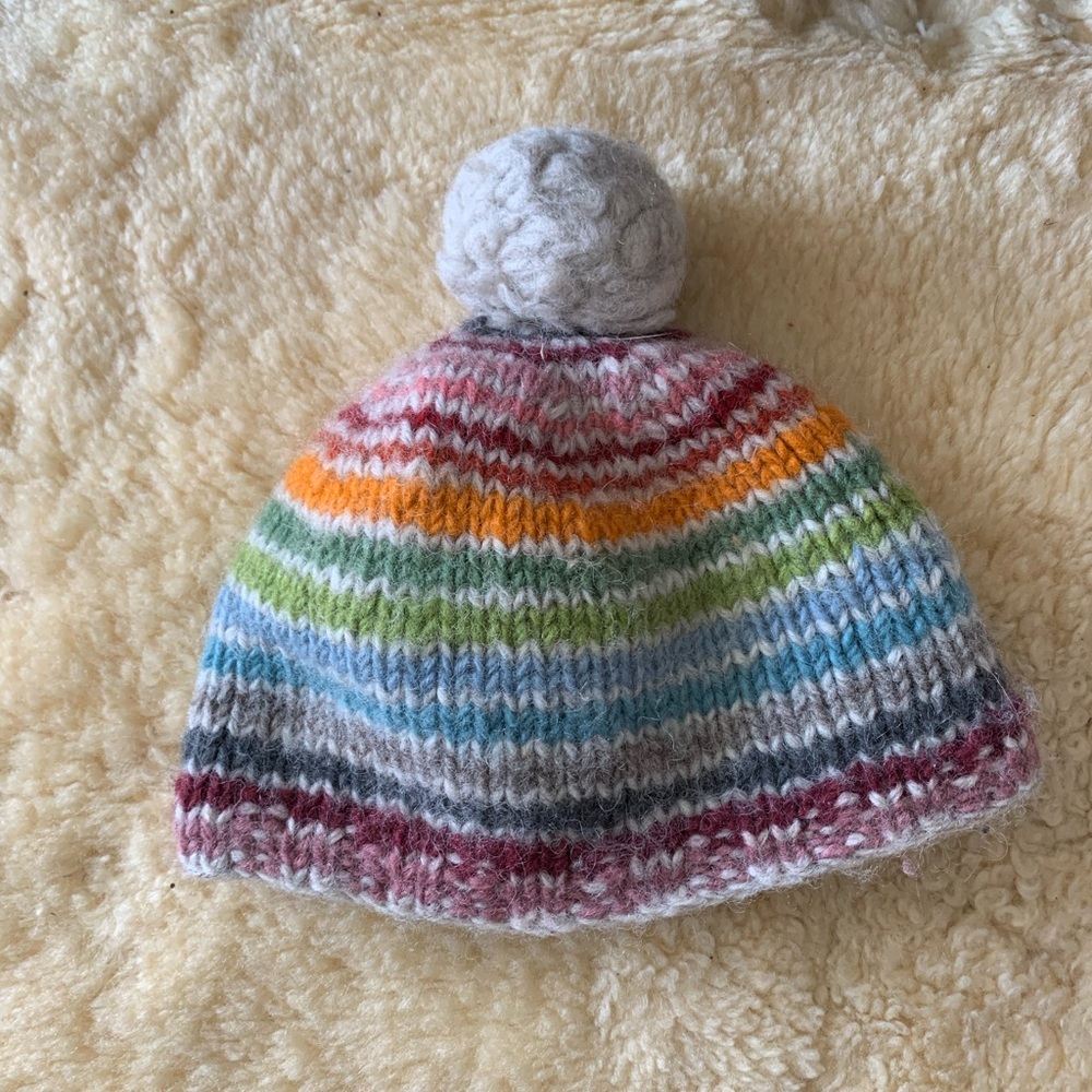 Rainbow wool kids winter hat